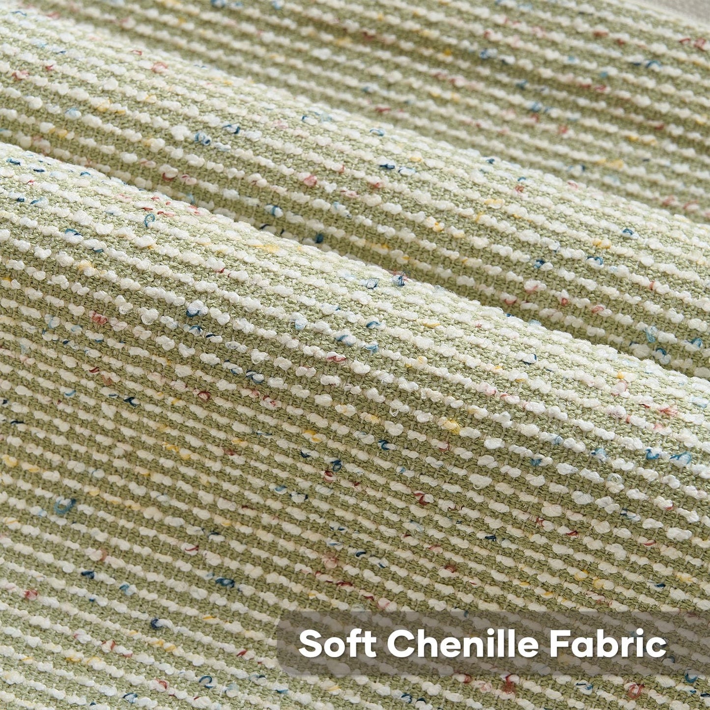 FUTEI Green Chenille Throw Pillow Covers 20x20 Inch Set of 2 Modern Decor