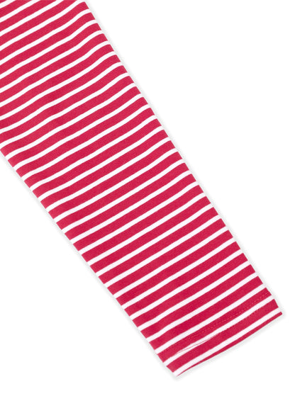 LilyCoco Womens Striped Long Sleeve Boat Neck Shirt Red Size M