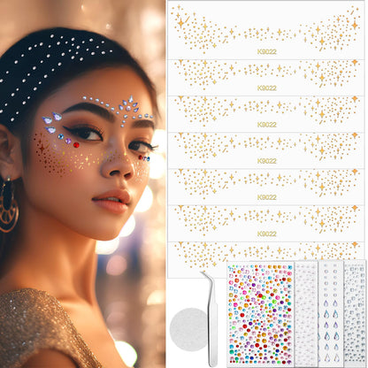 Mity Rain Face Glitter Gems Stickers 10 Sheets Star Freckles Single Pattern