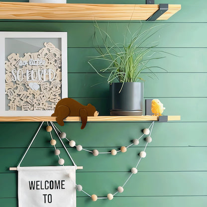 Fcimu Woodland Nursery Decor Black Bear Wooden Sleeping Bear Brown