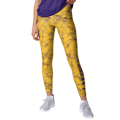 FOCO Los Angeles Lakers NBA Womens Team Color Cloud Leggings Yellow and Purple M