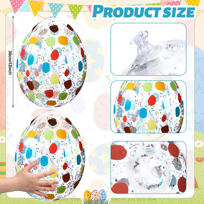 Jetec 12 Pcs Inflatable Easter Eggs 16in Large Glitter PVC Decorations Silver