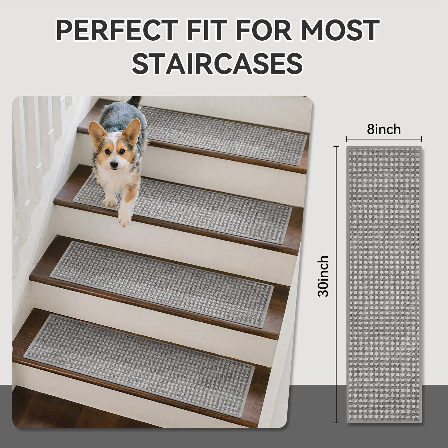 YDKGL 4PC Non-Slip Peel & Stick Stair Treads 8x30 Brown Chenille