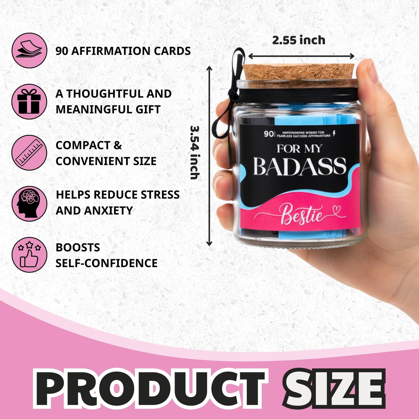 SOLMAYCO Affirmation Jar with Inspirational Notes Birthday Gift for Women Badass