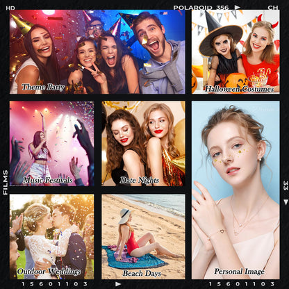 Diesetsr Face Glitter Freckles Temporary Tattoos Stickers Black 30 PCS