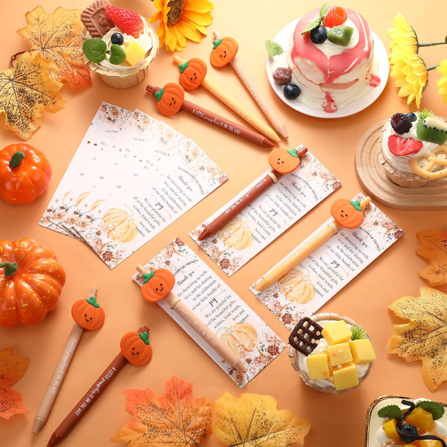 Watersay 18 Sets Thanksgiving Pumpkin Baby Shower Favors Fall Ballpoint Pens