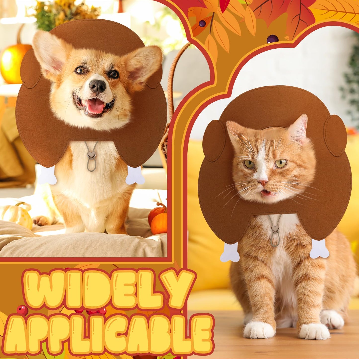 Geyoga Thanksgiving Turkey Hat Adjustable Pet Costume Medium Size