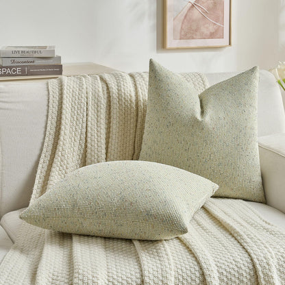 FUTEI Green Chenille Throw Pillow Covers 20x20 Inch Set of 2 Modern Decor