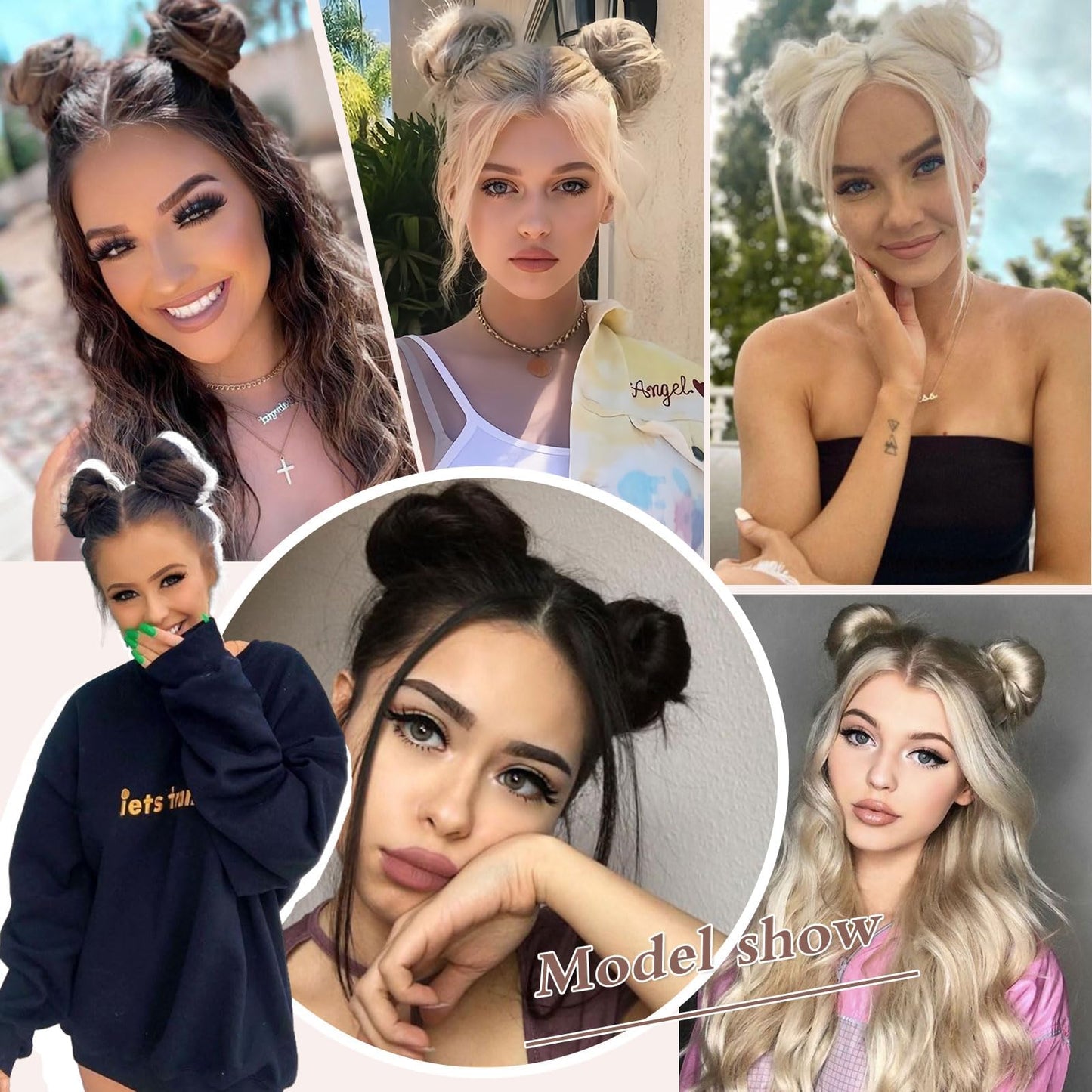 BOGSEA Space Buns Hair Pieces 2PCS Mini Claw Clip 27/613# Color