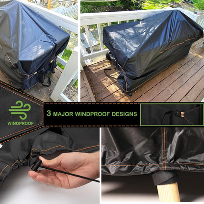 Rimwig Waterproof Outdoor Sofa Cover 89x89in V-Shape Black 420D Oxford Fabric