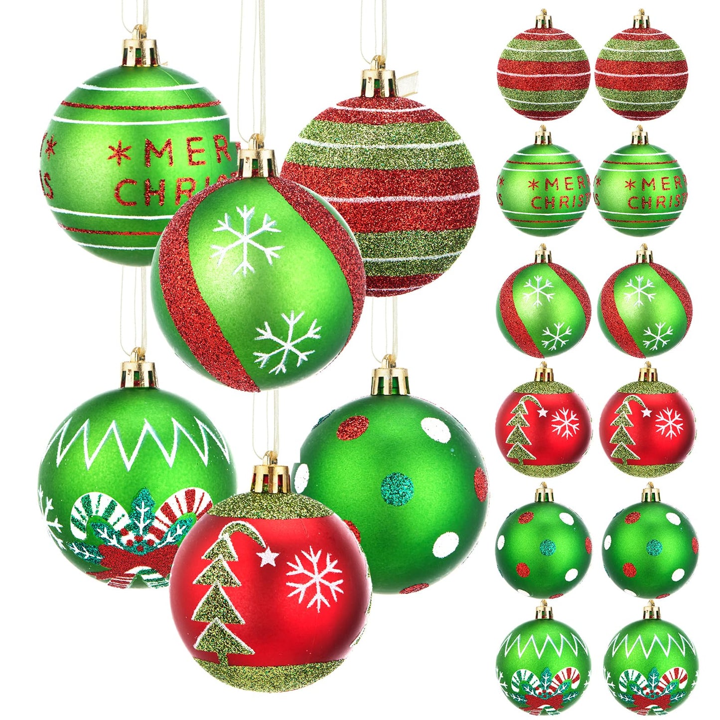 SmartDawn 12 Pcs 3.15in Christmas Ball Ornaments Red Green Plastic