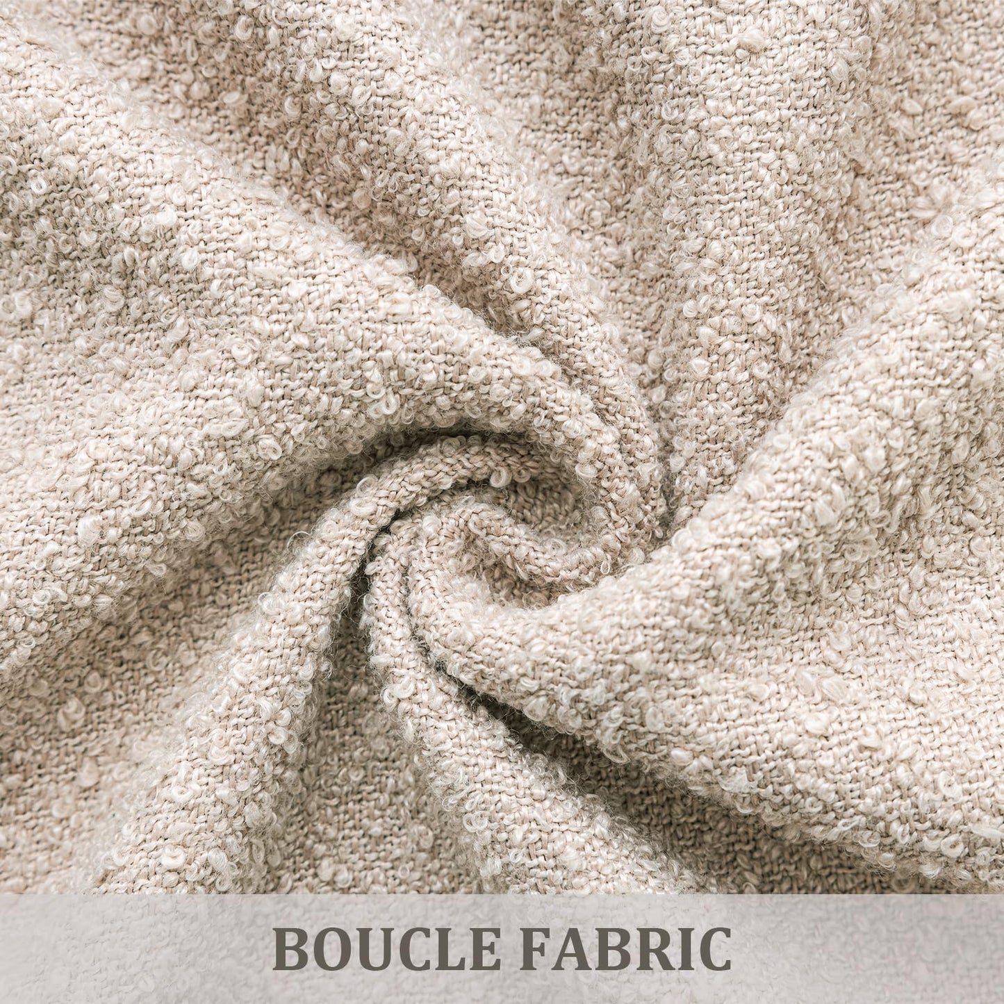 Laolitou 2 Pack Boucle Pillow Covers 18x18 Inch Faux Leather Oatmeal