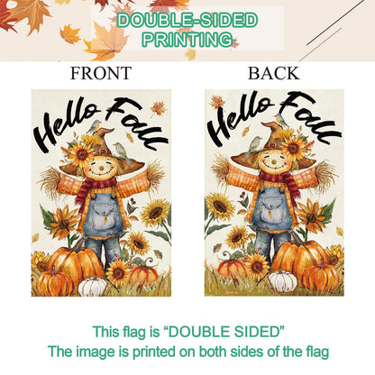Baccessor Fall Thanksgiving Scarecrow Garden Flag 12.5x18 Inch Burlap