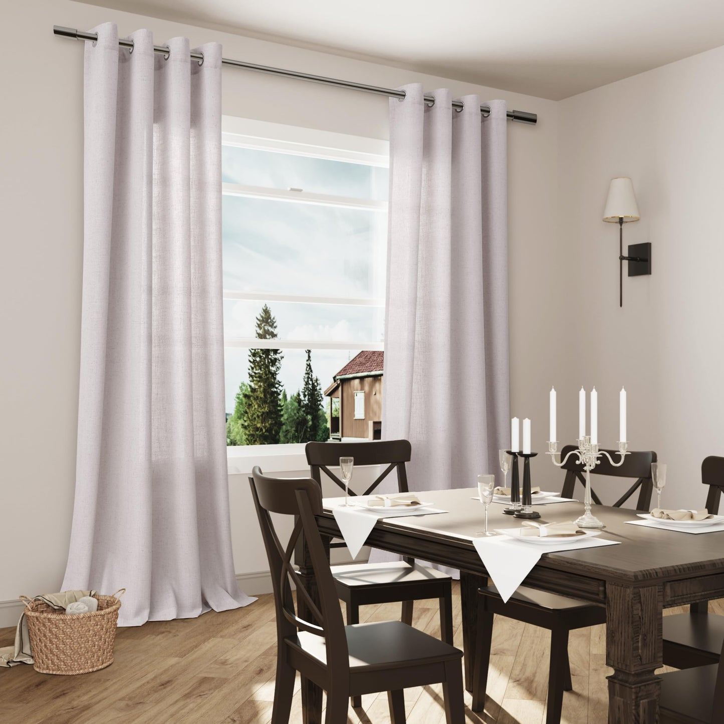 Aersas Champagne Linen Curtains 52x108in 2 Panels Grommet Light Filtering