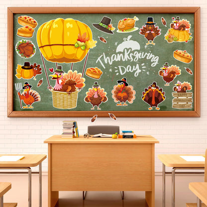Whaline 45Pc Thanksgiving Turkey Hot Air Balloon Paper Cutouts Autumn Decor