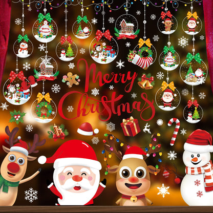 Joyful Start Christmas Window Clings Double Sided Snowflake Decals PVC