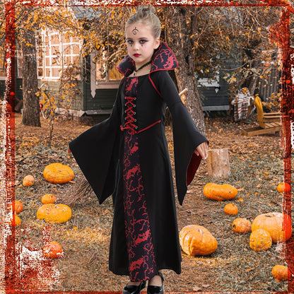 iTVTi Girls Vampire Costume Black Dress Halloween Cosplay 6-7 Years Tag 140