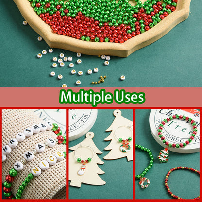 DECYOOL Christmas Jewelry Beads Set 1800pcs Red Green Silver Gold Small