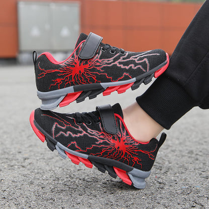 Sypsfwco Kids Running Sneakers Mesh Athletic Rubber Sole Black-Red Size 3.5 US