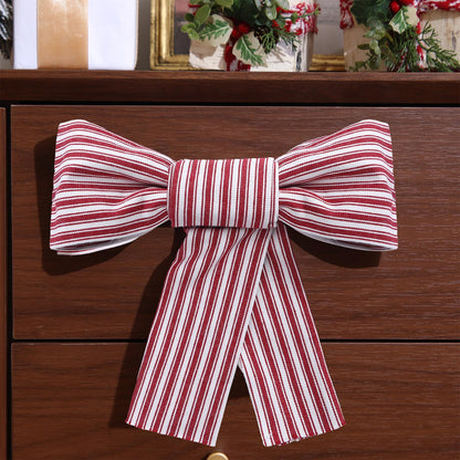 Hungdao Christmas Kitchen Towels 2 Pc Red White Stripes Decorative Bows
