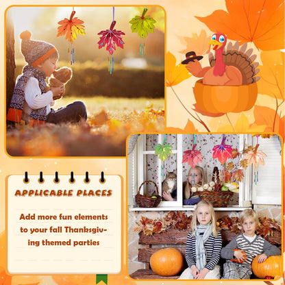 SRIZIAN 9 Pack Maple Leaf Wind Chimes Kit DIY Wood Crafts Kids Autumn Party