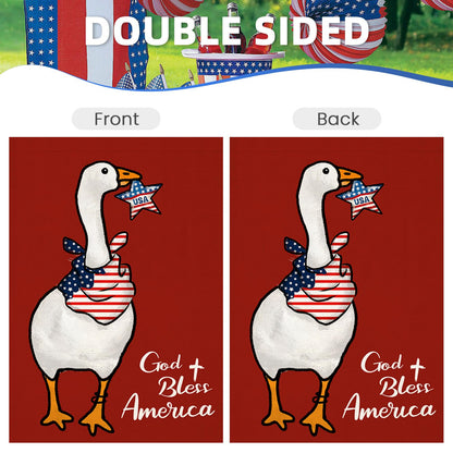 EKOREST Patriotic Garden Flag 12x18in Double Sided Funny Goose Red White Blue