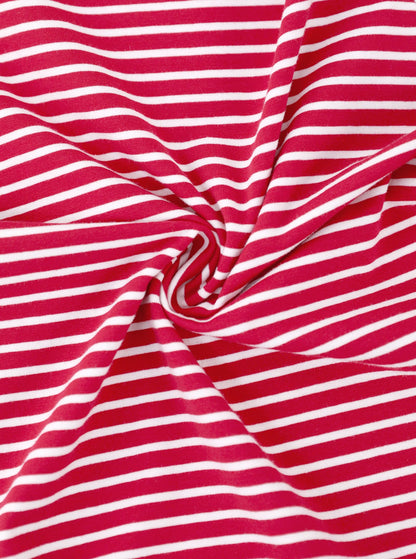 LilyCoco Womens Striped Long Sleeve Boat Neck Shirt Red Size M