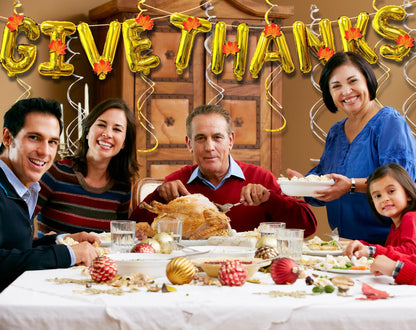 Pardi Give Thanks Banner Balloons 16in Gold Thanksgiving Party Decor Maple Leaf