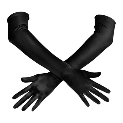 Spooktacular Creations Long Satin Opera Party Gloves Black 21in One Size