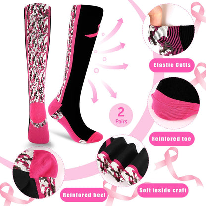 YLOLUL Breast Cancer Awareness Socks Black Camouflage Polyester Womens Size L