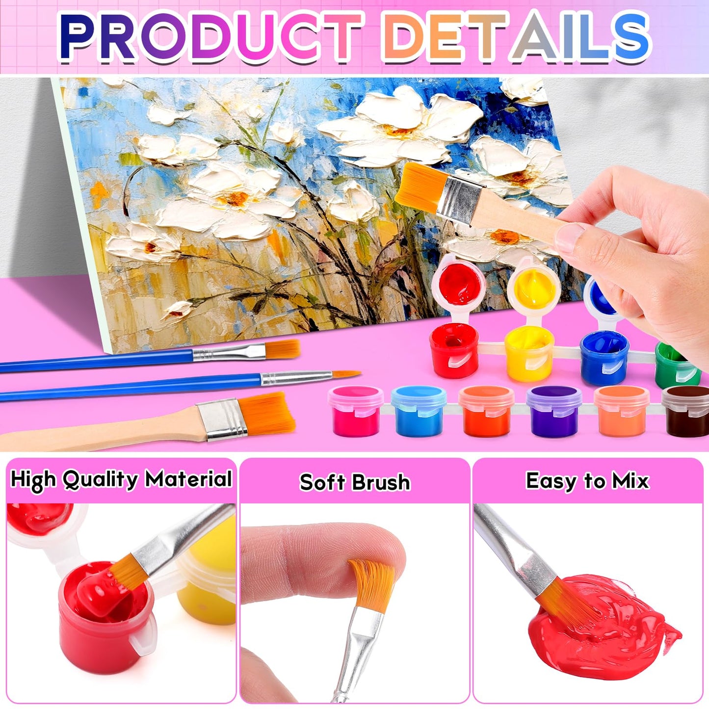 Dyrfolm 145 Pcs Mini Acrylic Paint Set 12 Colors Washable Bulk Pack