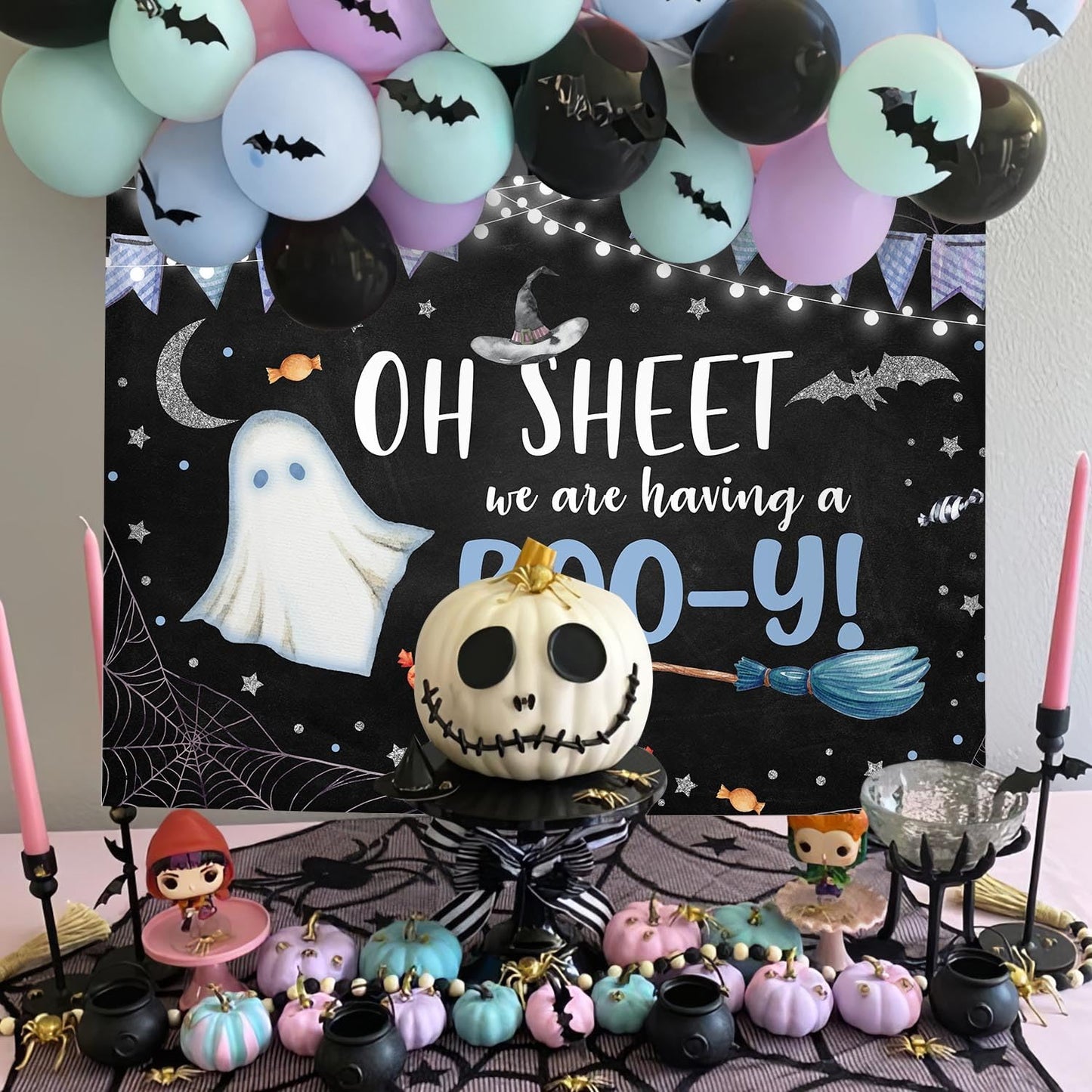 MEHOFOND Halloween Baby Shower Party Backdrop Purple Vinyl 7x5ft