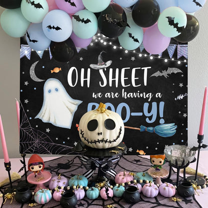 MEHOFOND Halloween Baby Shower Party Backdrop Purple Vinyl 7x5ft
