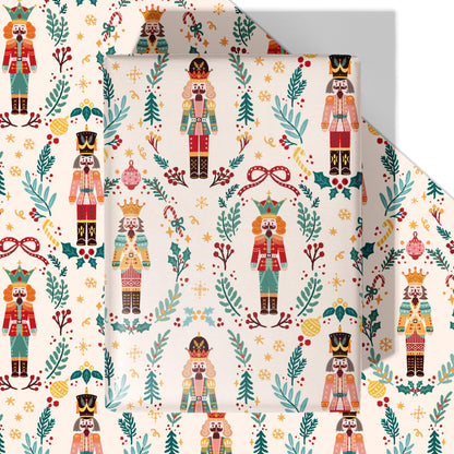 WRAPLULU Nutcracker Christmas Wrapping Paper 4 Jumbo Sheets 28x40in Yellow