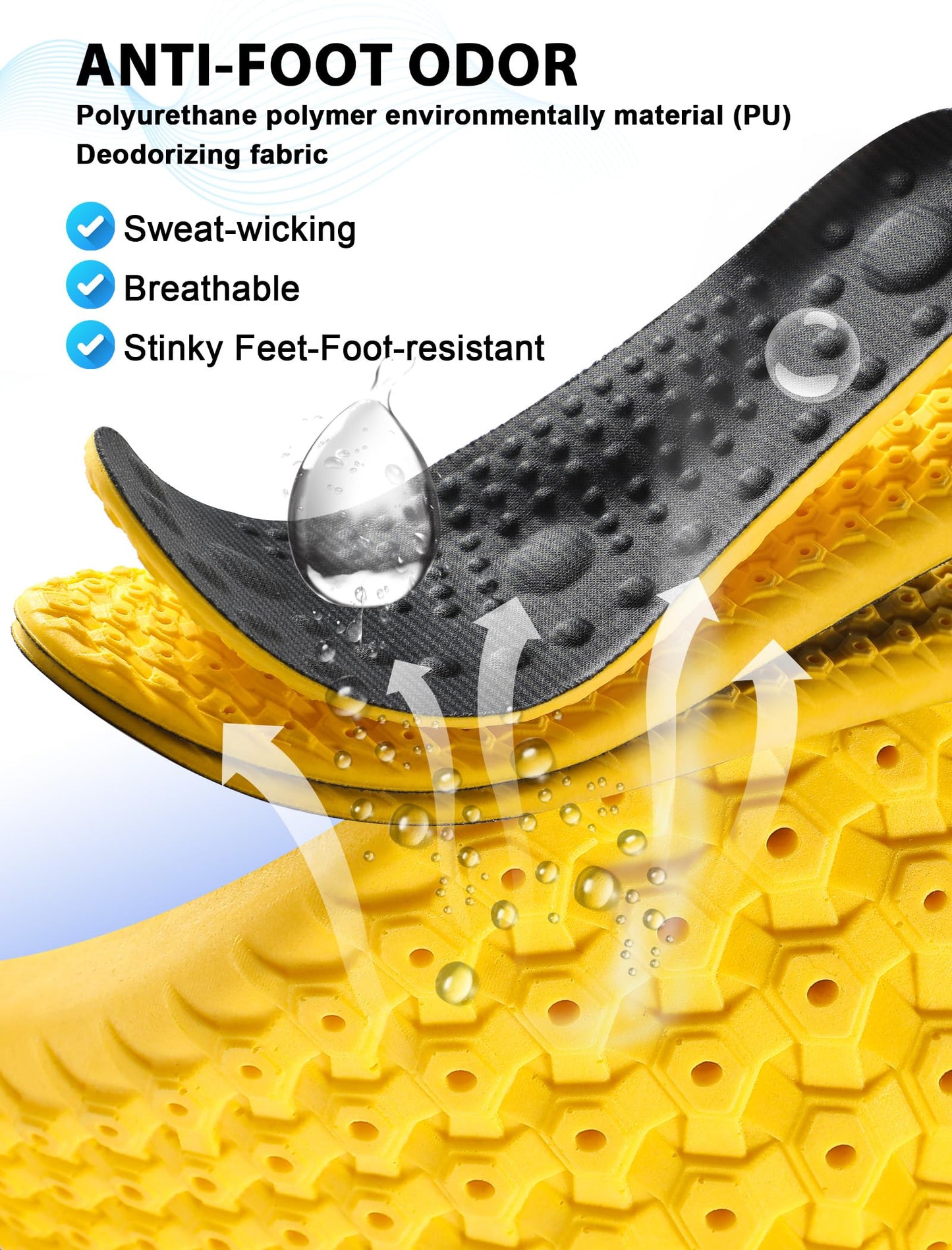 MARRDO 4D Cloud Soles Shock Absorption Arch Support Insoles Men 10-11 Women 11.5