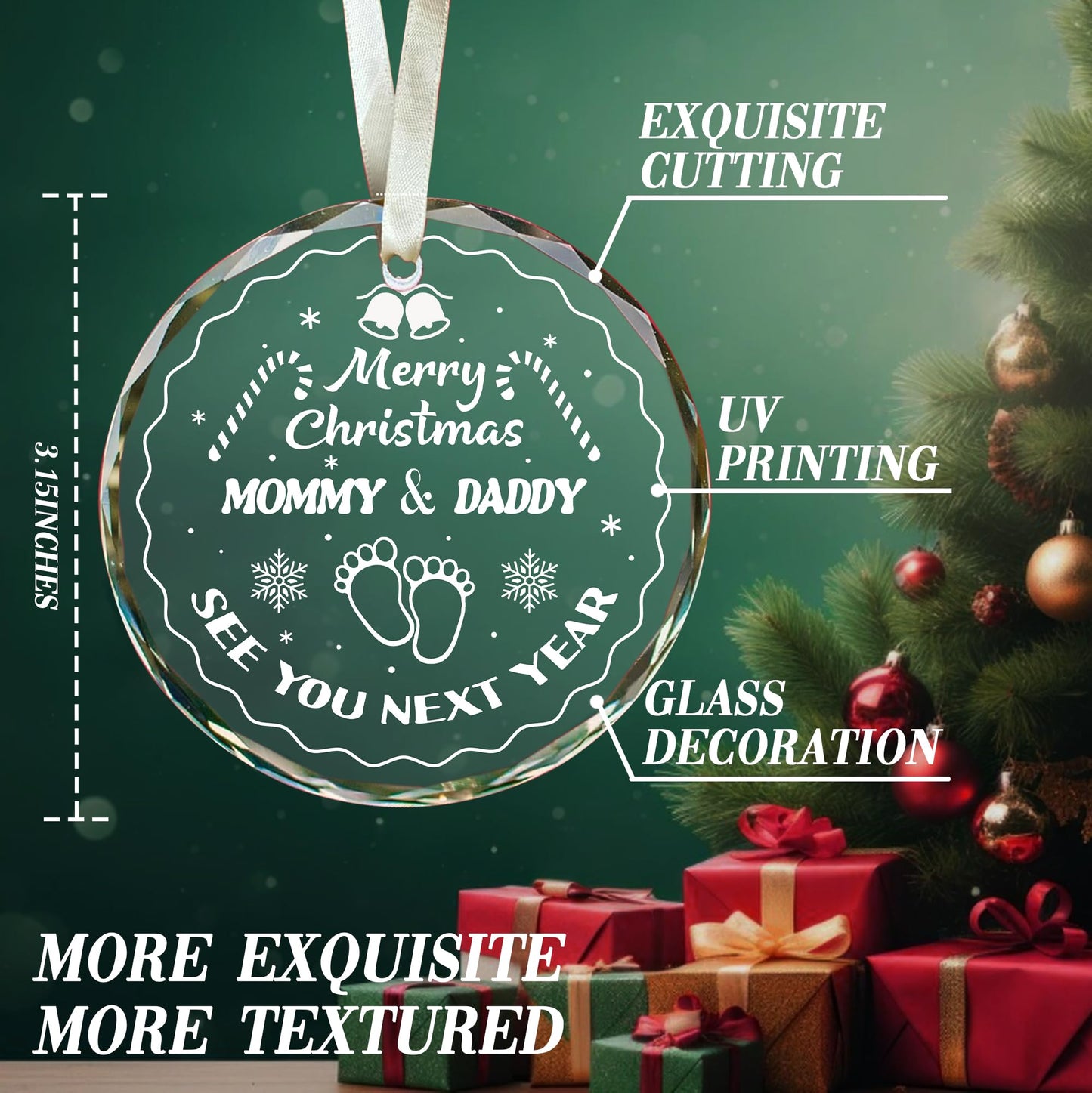 Vorruil Expecting Baby Pregnancy Announcement Heart Glass Ornament 1 Pc