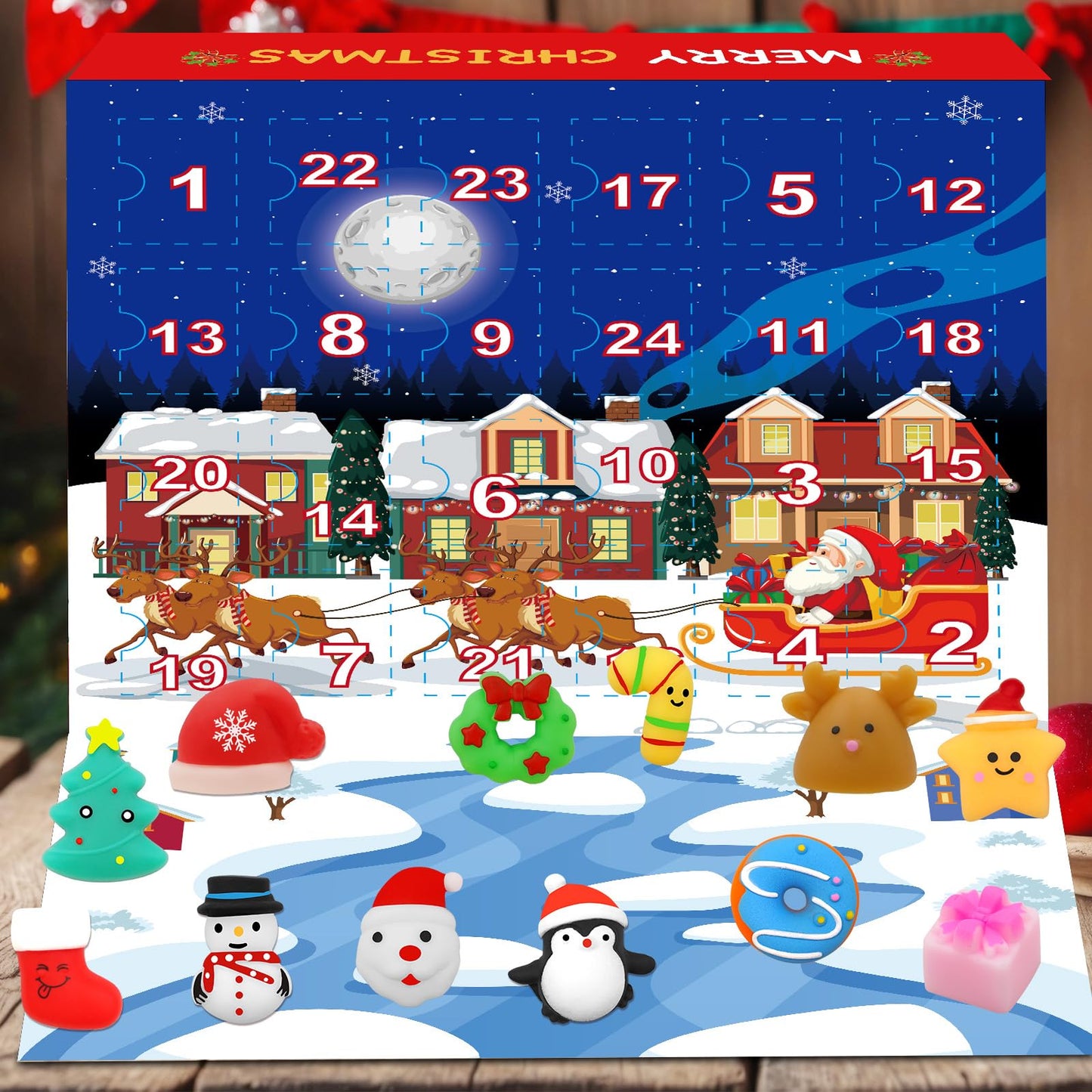 Govetom 2025 Christmas Advent Calendar 24 Days Multi-color Mochi Squishy Toys