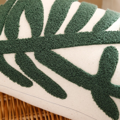 Tosleo 12x20in Green Tropical Leaf Embroidered Pillow Covers 2 Pack