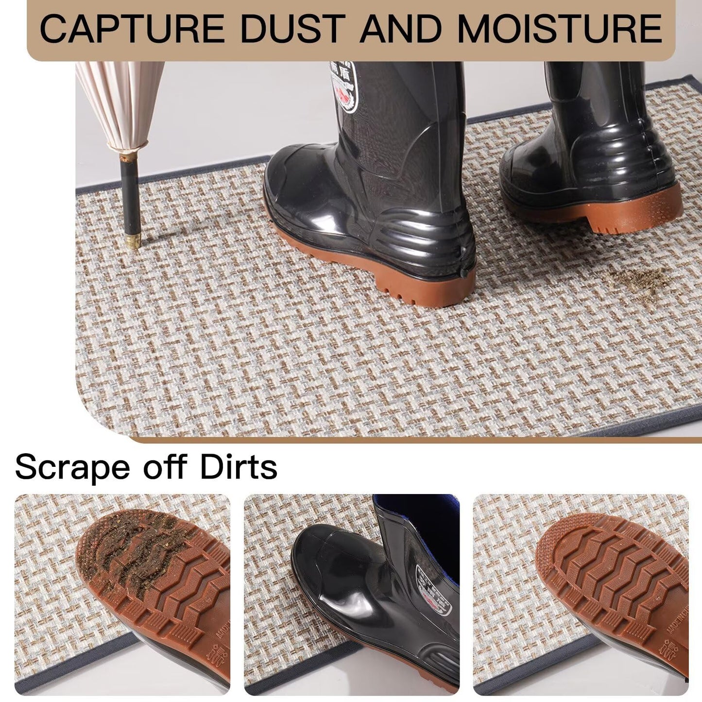 YDKGL Door Mat 17x30 Gray Indoor Dirt Resistant Non-Slip Rubber Backing