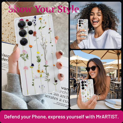 MrARTIST Samsung Galaxy S25 Plus Case Floral Line Flower TPU Cover
