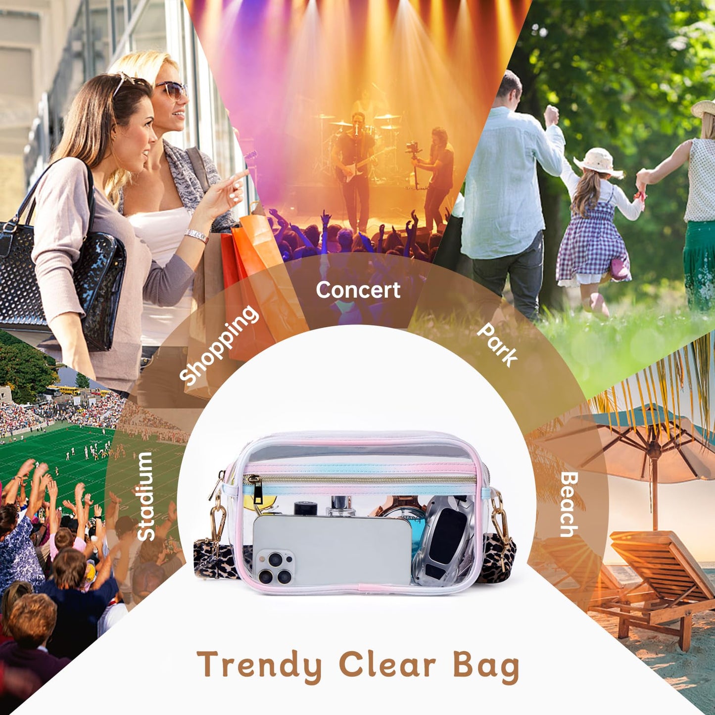 HANXIUCAO Clear Small Crossbody Bag for Women Fashionable TPU+PU