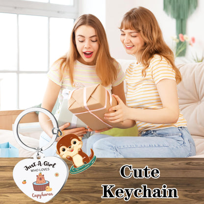GiftoBi Capybara Animal Keychain Stainless Steel 3x3cm Silver B Unisex