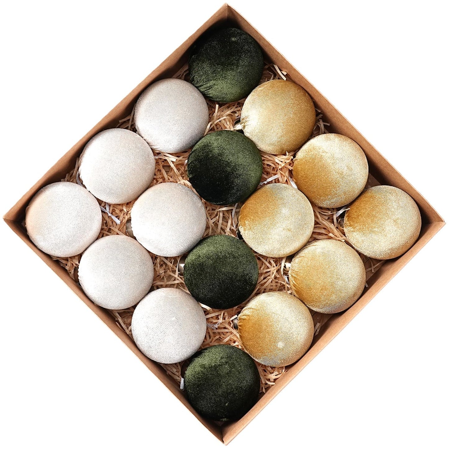Choonshow Velvet Christmas Ball Ornaments 16 Pack 3.15" Brown Green
