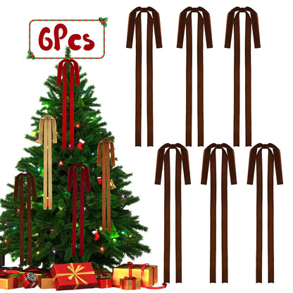 Rokkibom 6 PCS Large Brown Velvet Ribbon Bows 23.5x15.5 Inch Christmas Decor