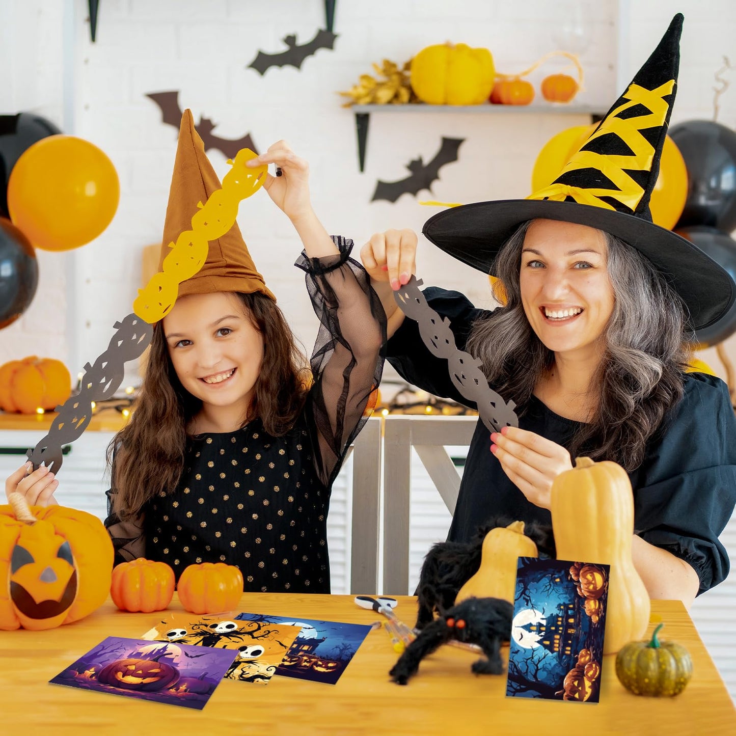 Tlenpo Halloween Postcards 32pcs 4x6in 350gsm Vintage Pumpkin Skeleton