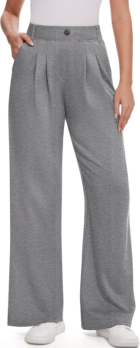 M MOTEEPI Women's Business Casual Wide Leg Dress Pants Dark Grey Size XL