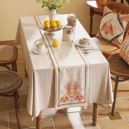 patdrea Tropical Linen Table Runner 12x102in Yellow Pineapple Floral Modern