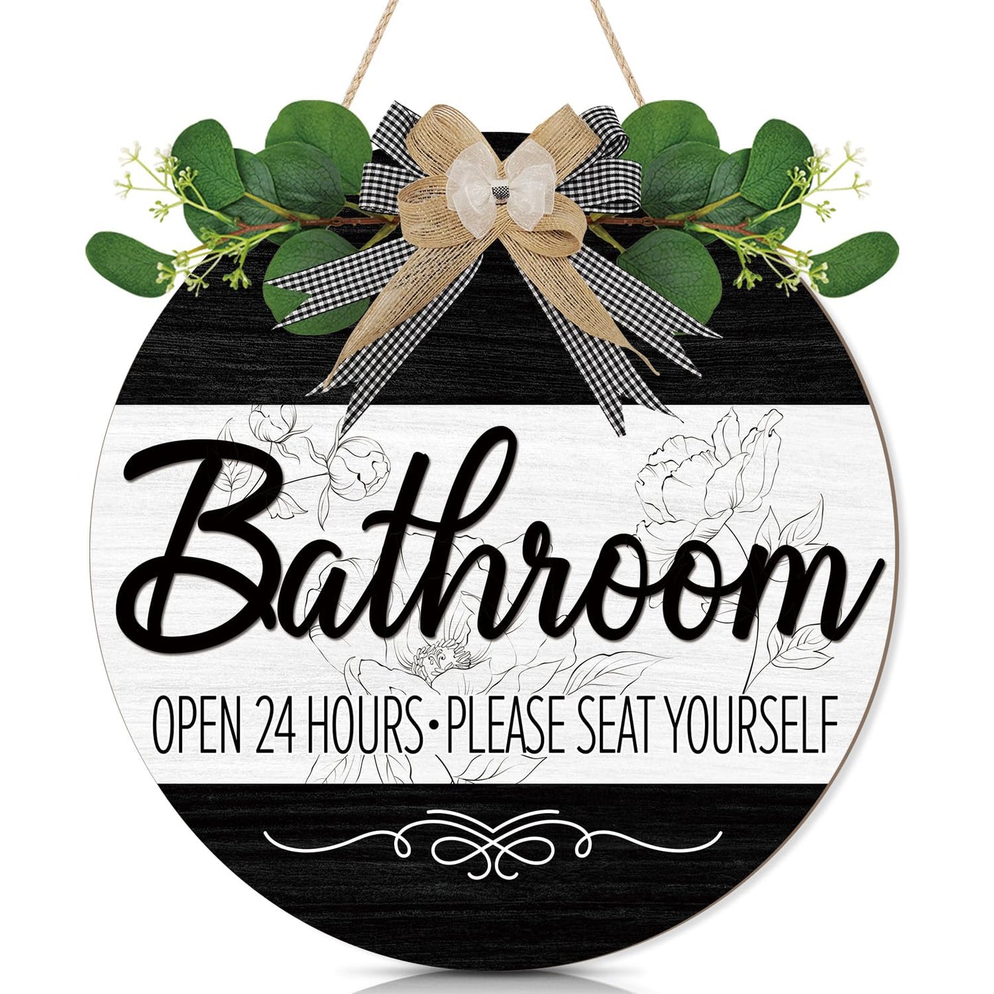 CHDITB Summer Bathroom Wooden Sign Tropical Palm Tree 11.4x11.4 in Portrait