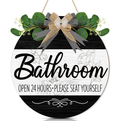 CHDITB Summer Bathroom Wooden Sign Tropical Palm Tree 11.4x11.4 in Portrait