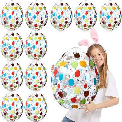 Jetec 12 Pcs Inflatable Easter Eggs 16in Large Glitter PVC Decorations Silver